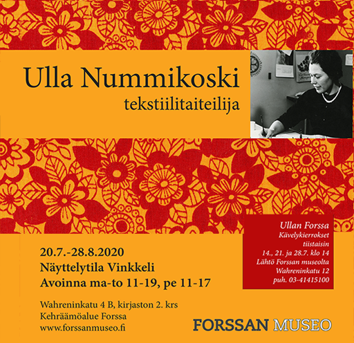 Tekstiilitaiteilija Ulla Nummikoski -näyttelyjuliste